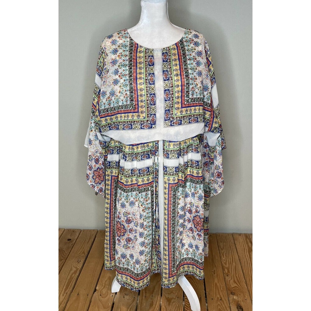 NWT Emberley Printed Scarf Blouson Dress Large